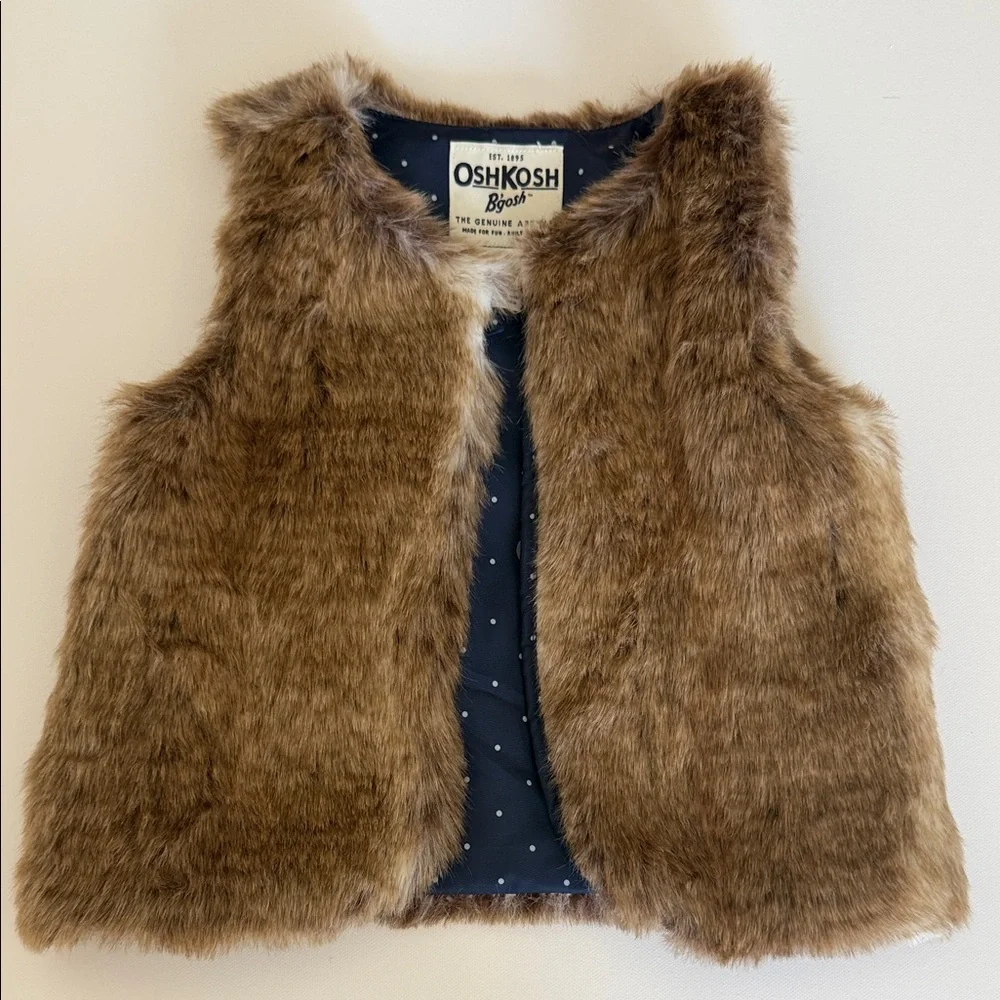 OshKosh B'gosh Brown Faux Fur Vest - Picture 7 of 7